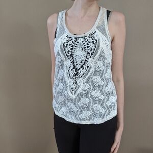Miss Me Lacey White Tank Top Sz M